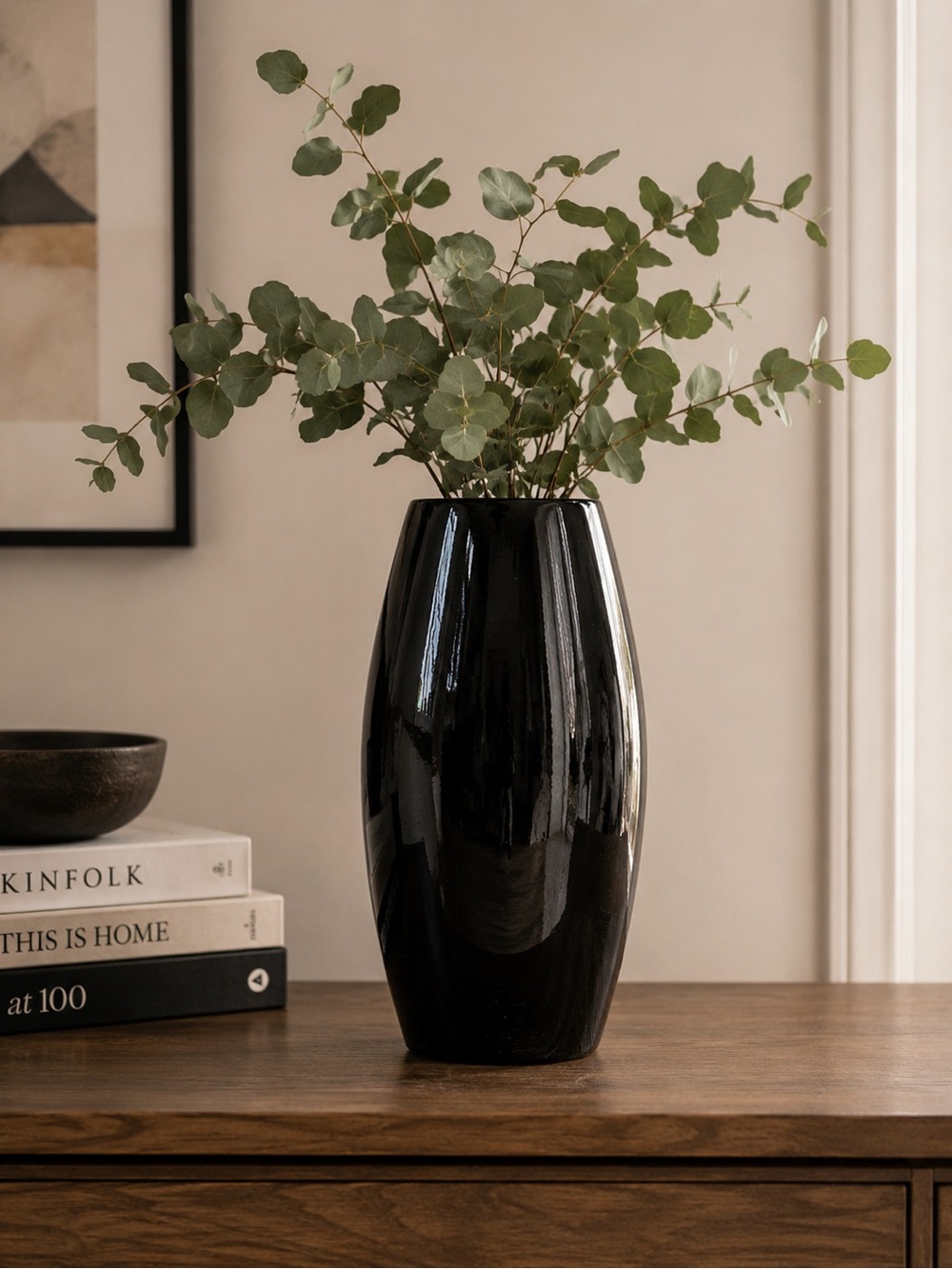 Sleek Black Ceramic Vase